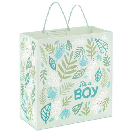 10.4" It's a Boy on Green New Baby Large Square Gift Bag, , large