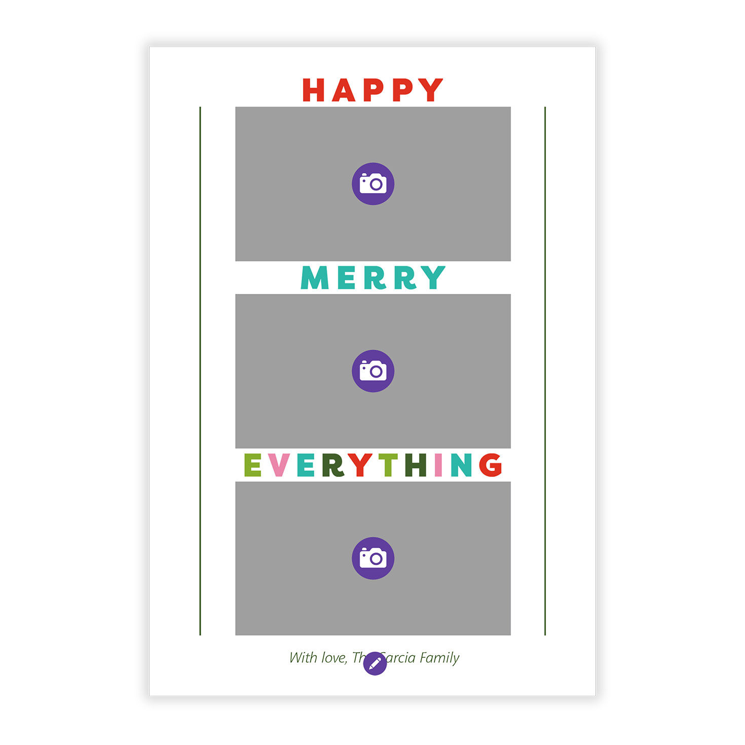 Stacked Words Photos Personalized Holiday Card Card Front indicating personalization image number 5