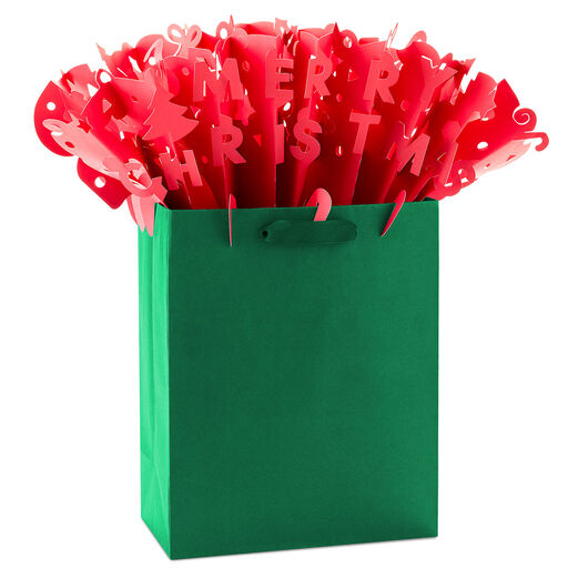 Red Merry Christmas WonderFill Paper Gift Bag Topper, 