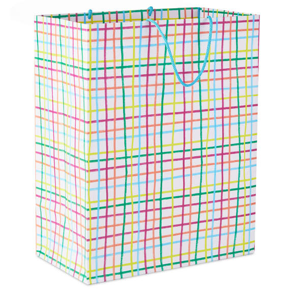 13" Multicolor Windowpane Large Gift Bag