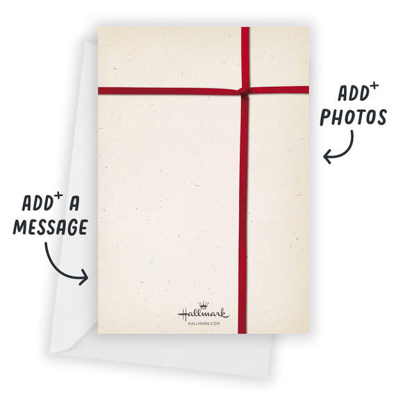 Red Ribbon Gift Flat Christmas Photo Card, , large image number 3
