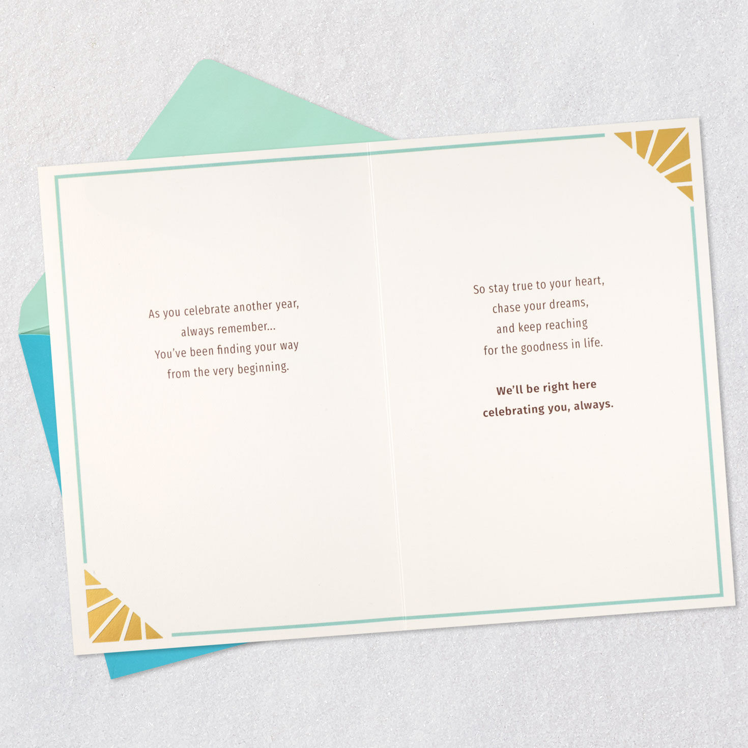 Abstract Mountains and Sun Nephew Birthday Card Open card with envelope image number 4