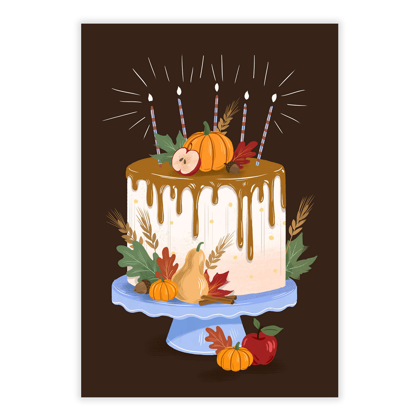 Fall Cake Personalized Birthday Card front image number 2