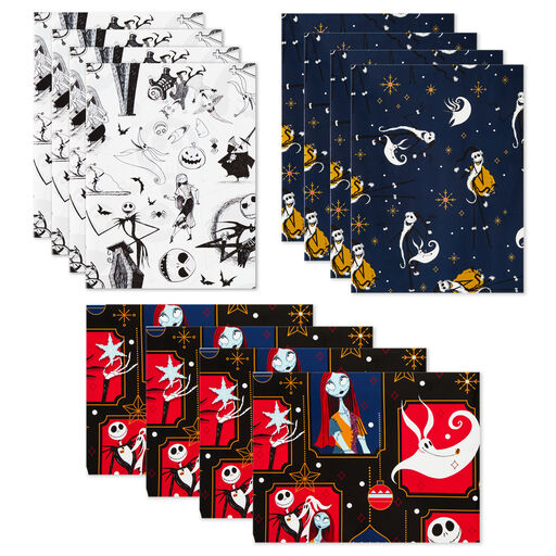 Disney Tim Burton's The Nightmare Before Christmas Assorted Flat Wrapping Paper, 12 sheets, 