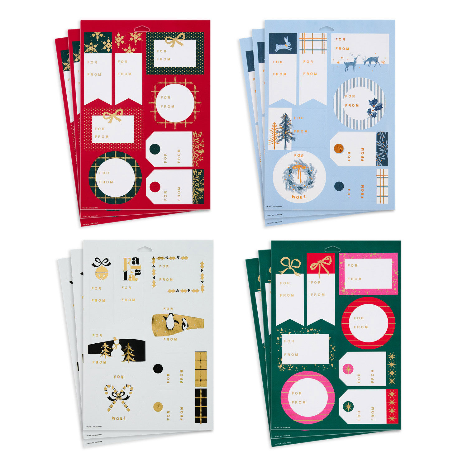 Holiday Foil Christmas Gift Tag Stickers, 12 sheets