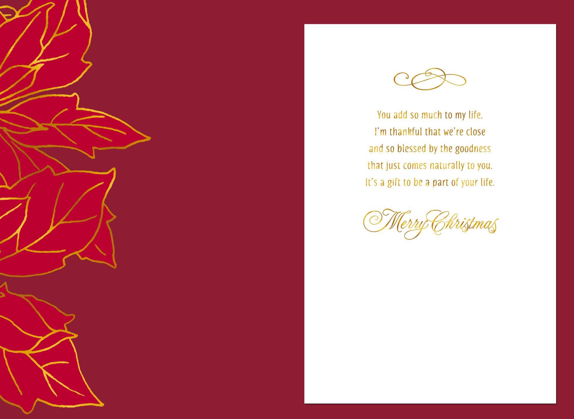 Gold Foil Poinsettia Christmas Card