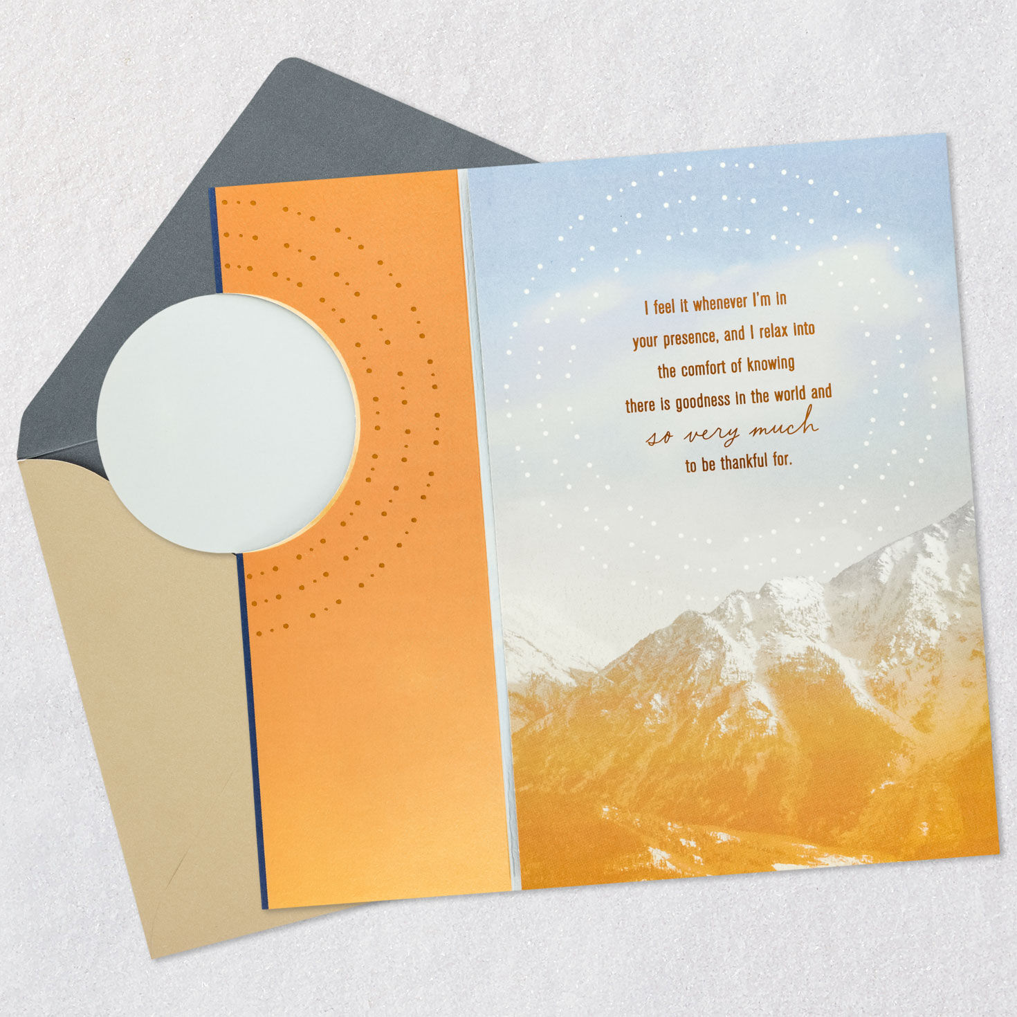 Moon and Mountains Husband Birthday Card Open card with envelope image number 4