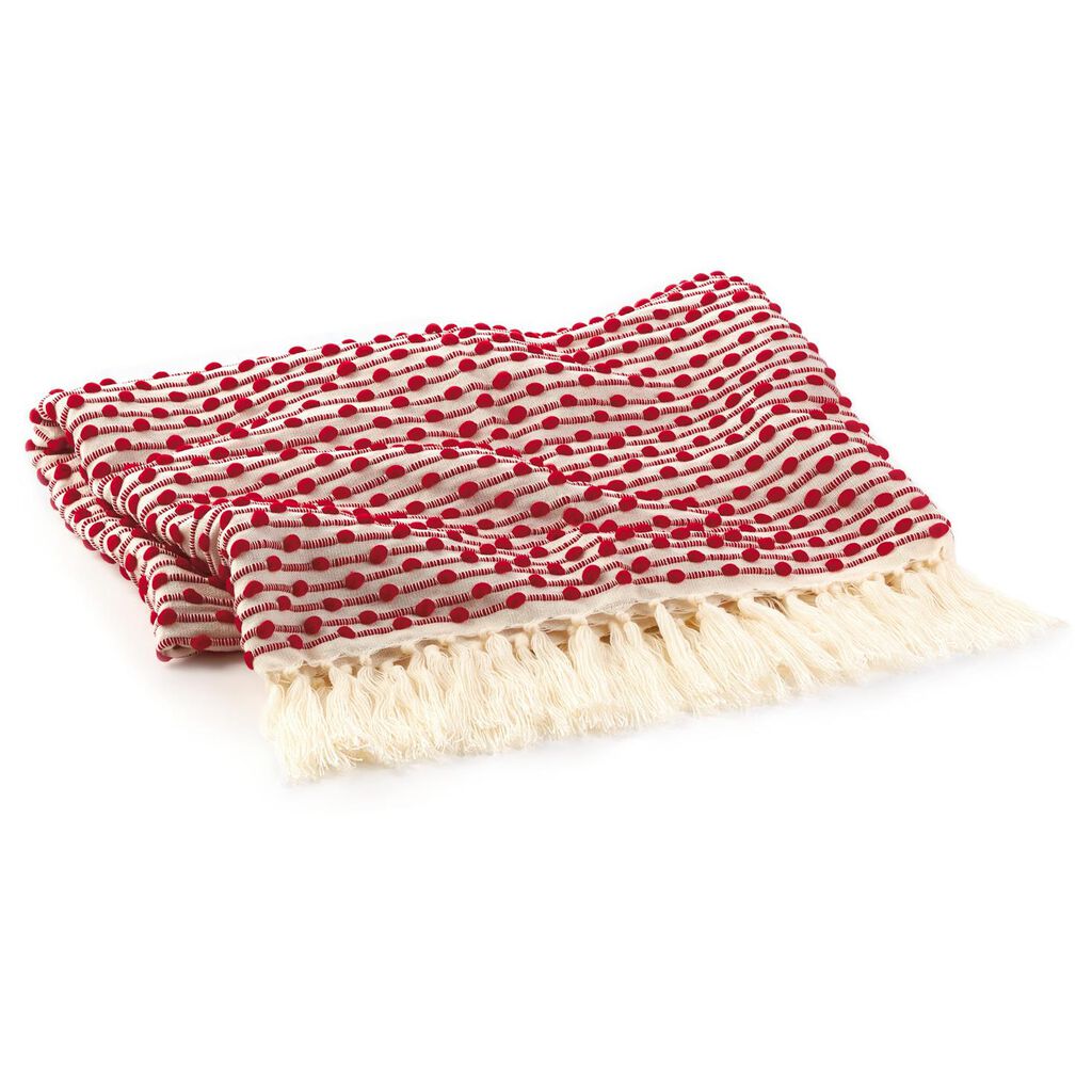 Holiday Decorative Throw Blanket Red With Cream Fringe Pillows & Blankets Hallmark