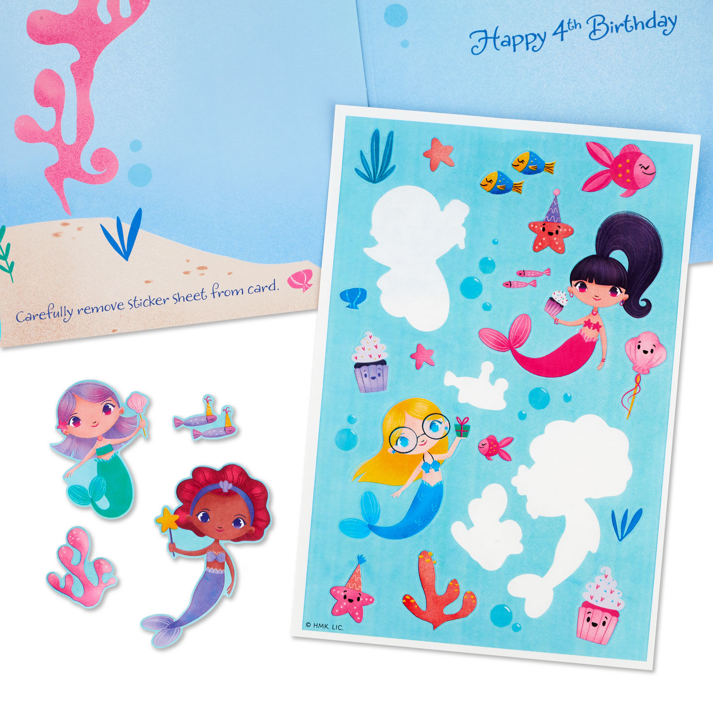 Cute Mermaids 4th Birthday Card With Stickers attachment detail image number 5