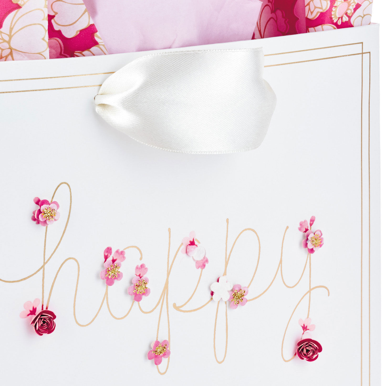 Happy Birthday Medium Square Gift Bag With Tissue Paper, 7.75" H Handle Detail image number 2