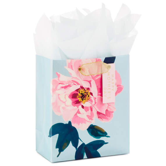 6.5" Pink Peony Small Mother's Day Gift Bag With Tissue, , large image number 1