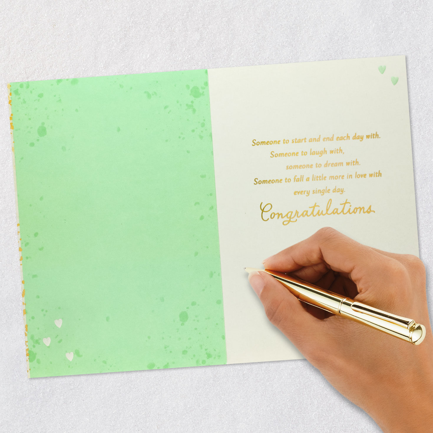 Hearts and Script Engagement Card for Couple signing card image number 6