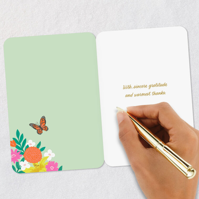 Butterfly and Vase of Flowers Thank You Card Signing card image number 6