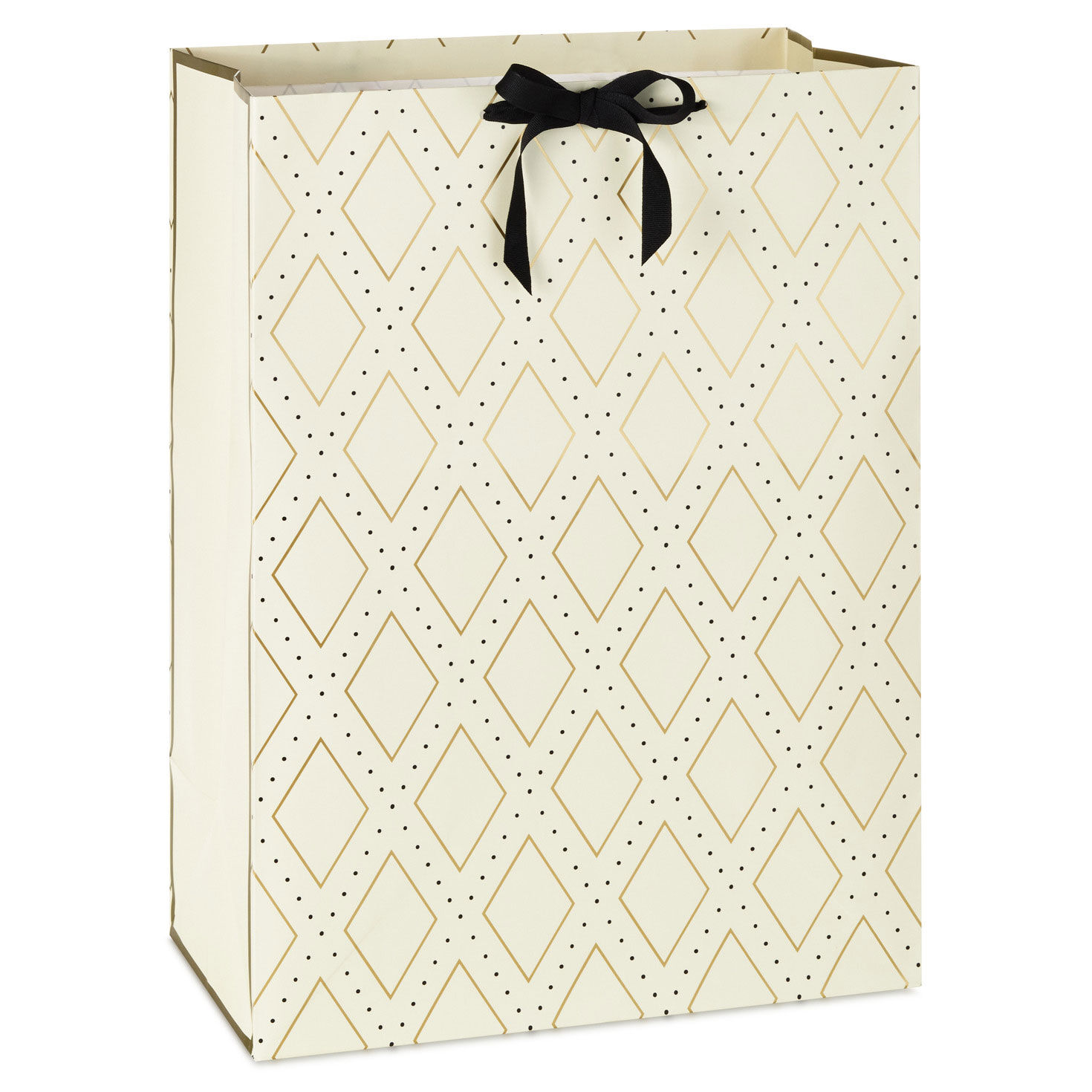 Gold and Black Diamonds and Dots on Cream Jumbo Bag Front image number 1