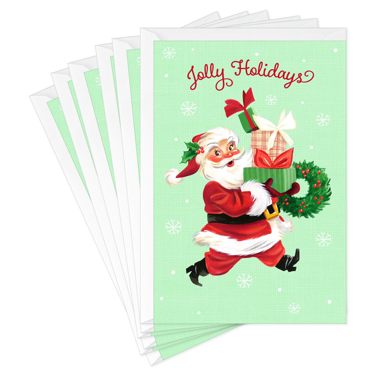 Jolly Santa Claus Christmas Cards, Pack of 6