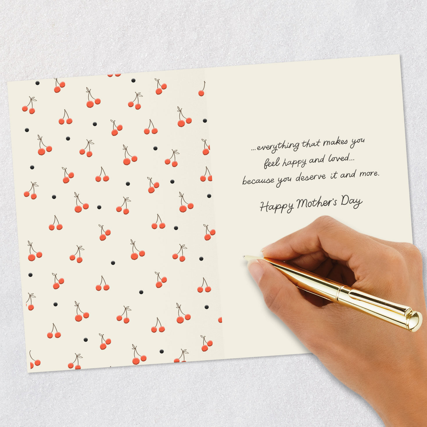 Cherries and Bows Godmother Mother's Day Card Signing card image number 6