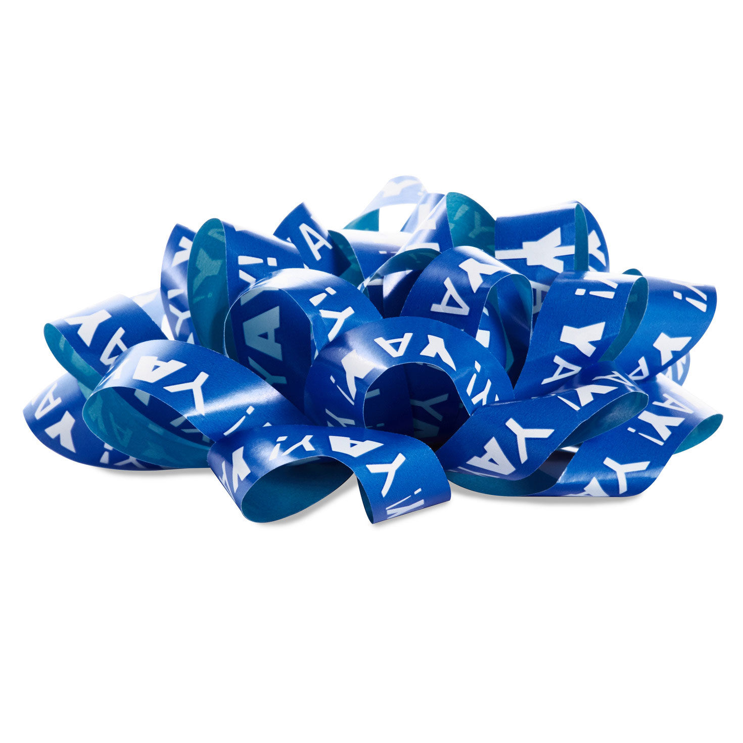 4.6" Blue "Yay!"/Aqua Recyclable Gift Bow, Blue Yay! Aqua, large image number 5