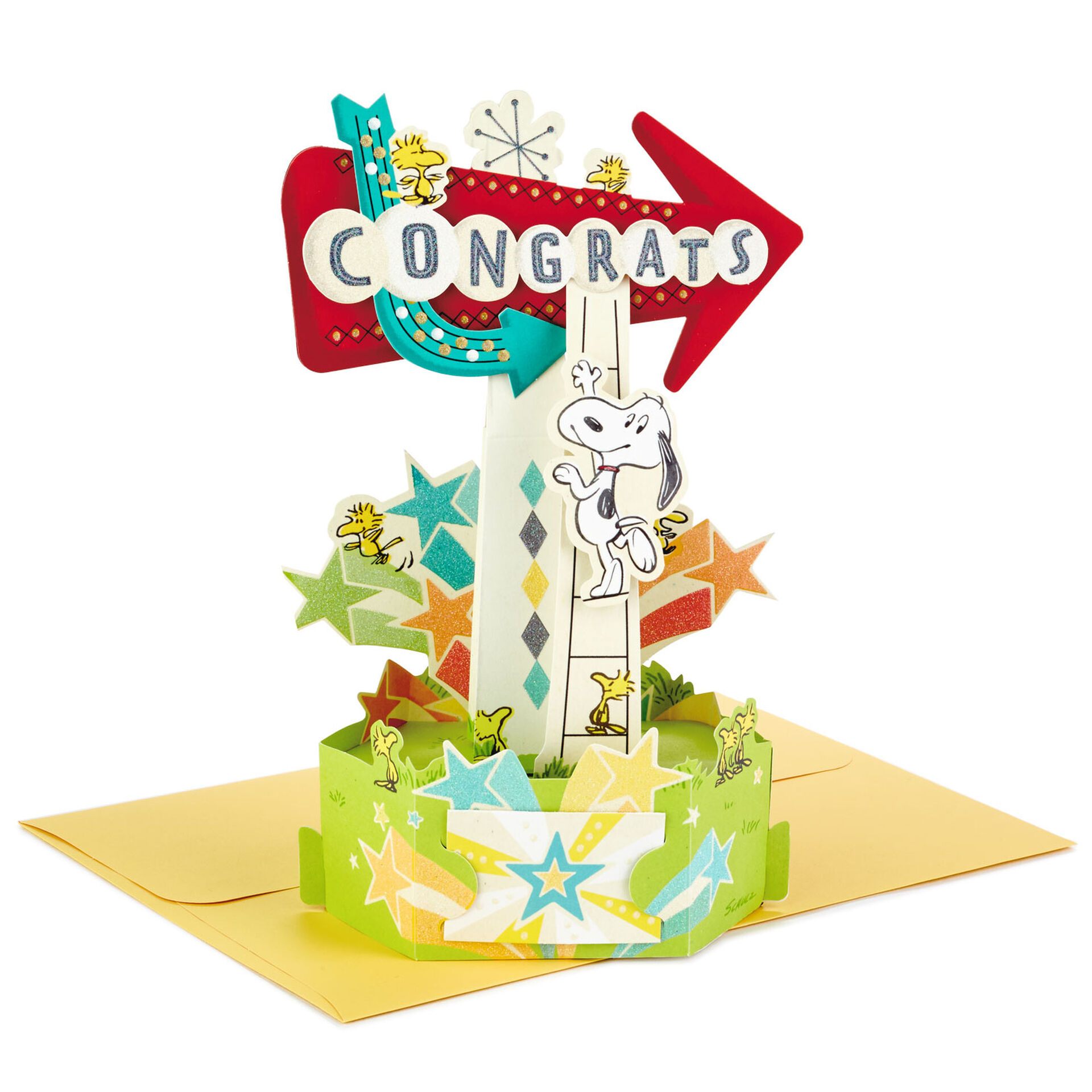 Peanuts® Snoopy and Woodstock 3D Pop Up Congratulations Card - Greeting ...