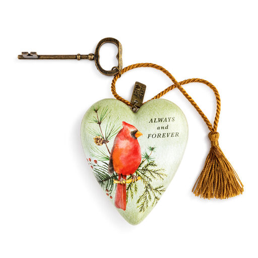 Demdaco Always and Forever Cardinal Art Heart With Key Stand, 