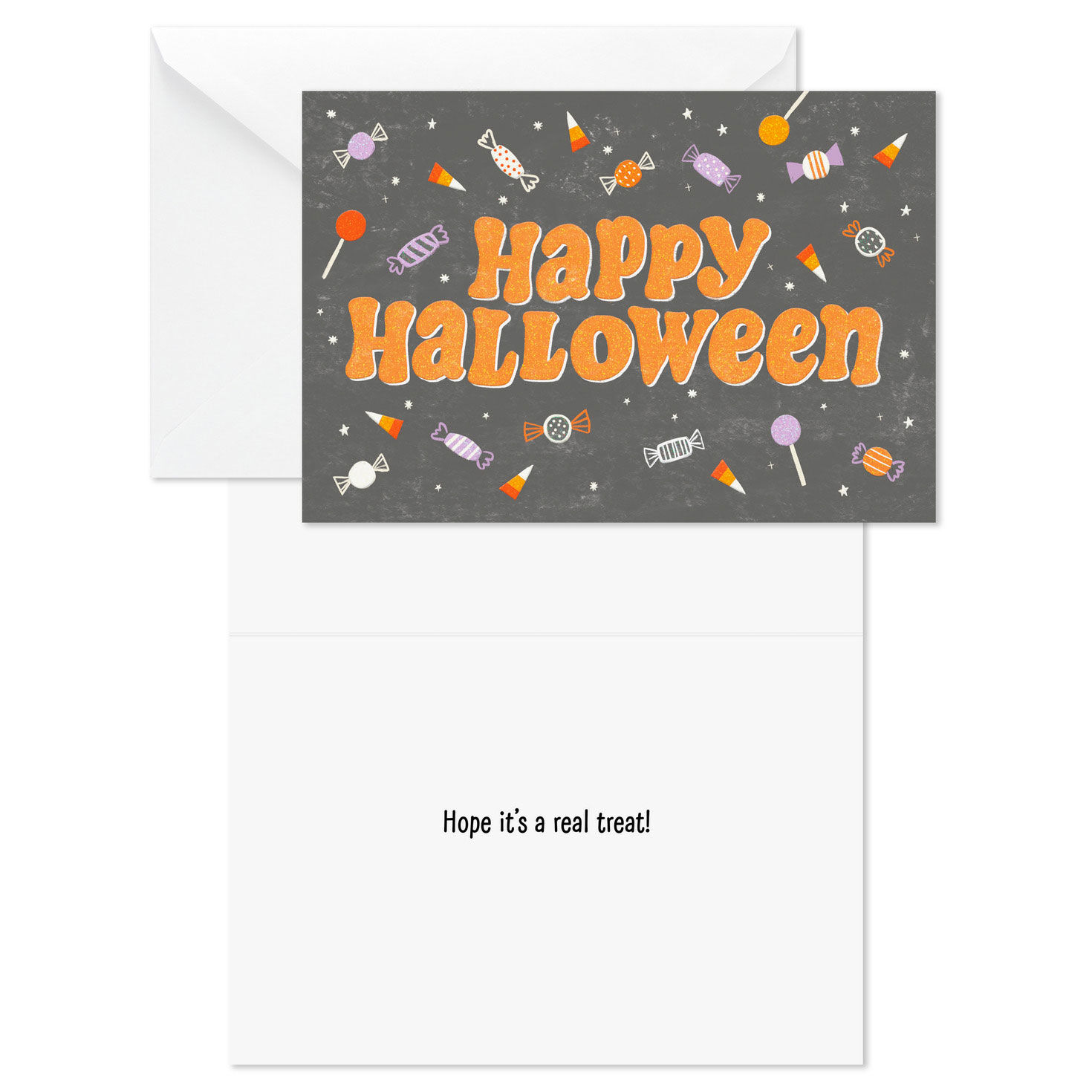 Candy on Blackboard Halloween Cards Pack Card Front with Sentiment image number 2