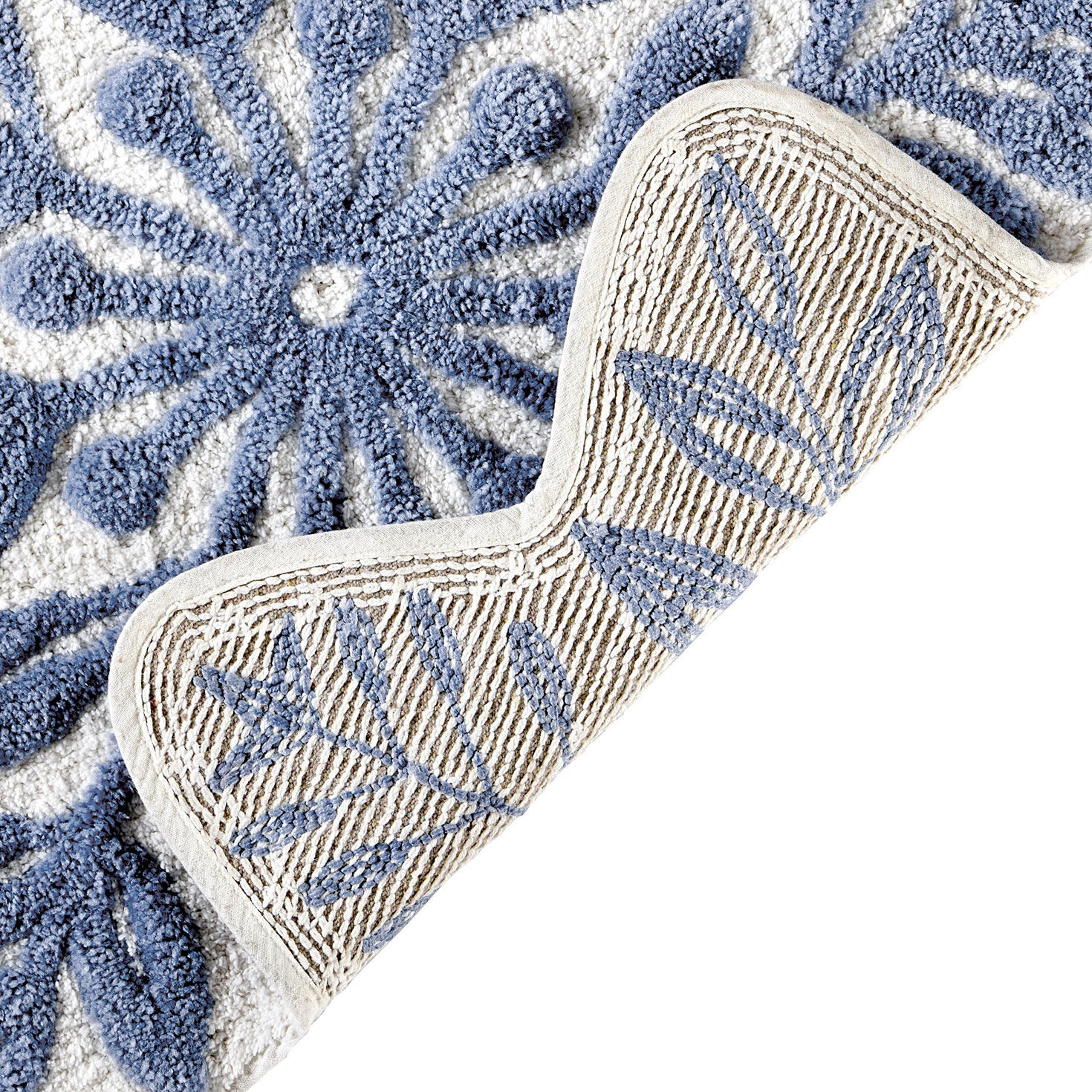Hallmark Shaped Snowflake Tufted Bath Rug upclose view back image number 2