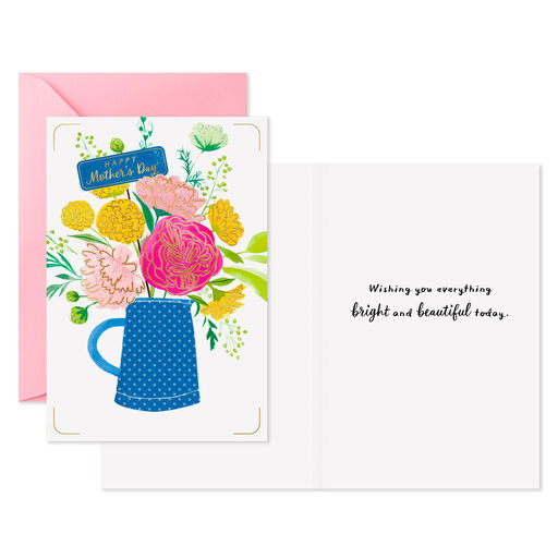 Flowers and Teapot Assorted Mother's Day Cards, Pack of 6, 