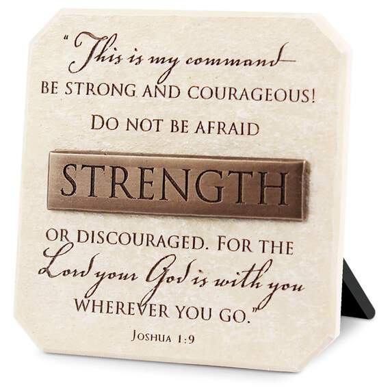 Strength Stone Plaque - Joshua 1:9, , large image number 1