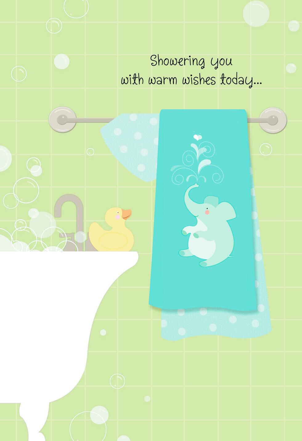 Showering You With Warm Wishes Baby Shower Card