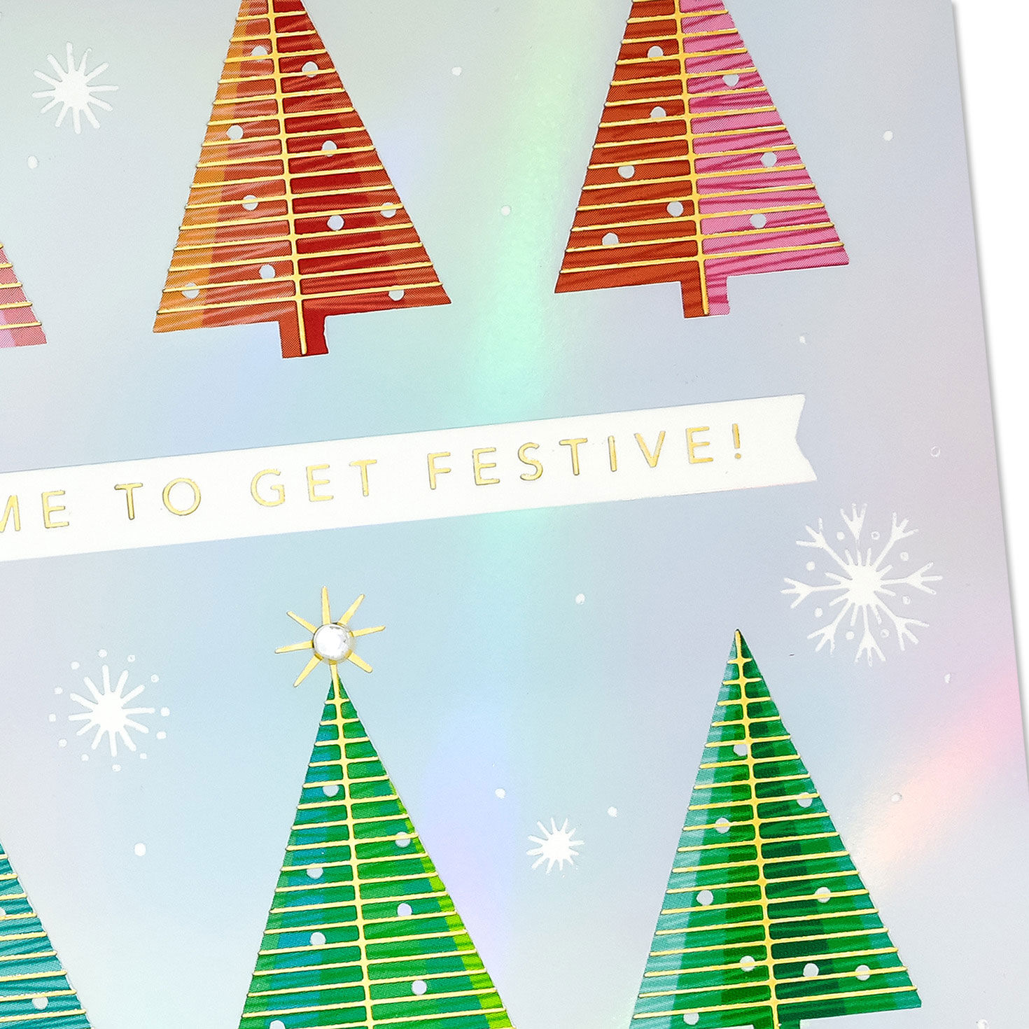 Geo Trees on Silver Foil Boxed Christmas Cards Cover Detail image number 5