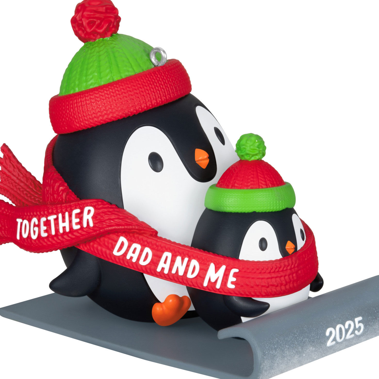 Dad & Me Penguins Sledding 2025 Keepsake Ornament closeup view image number 5