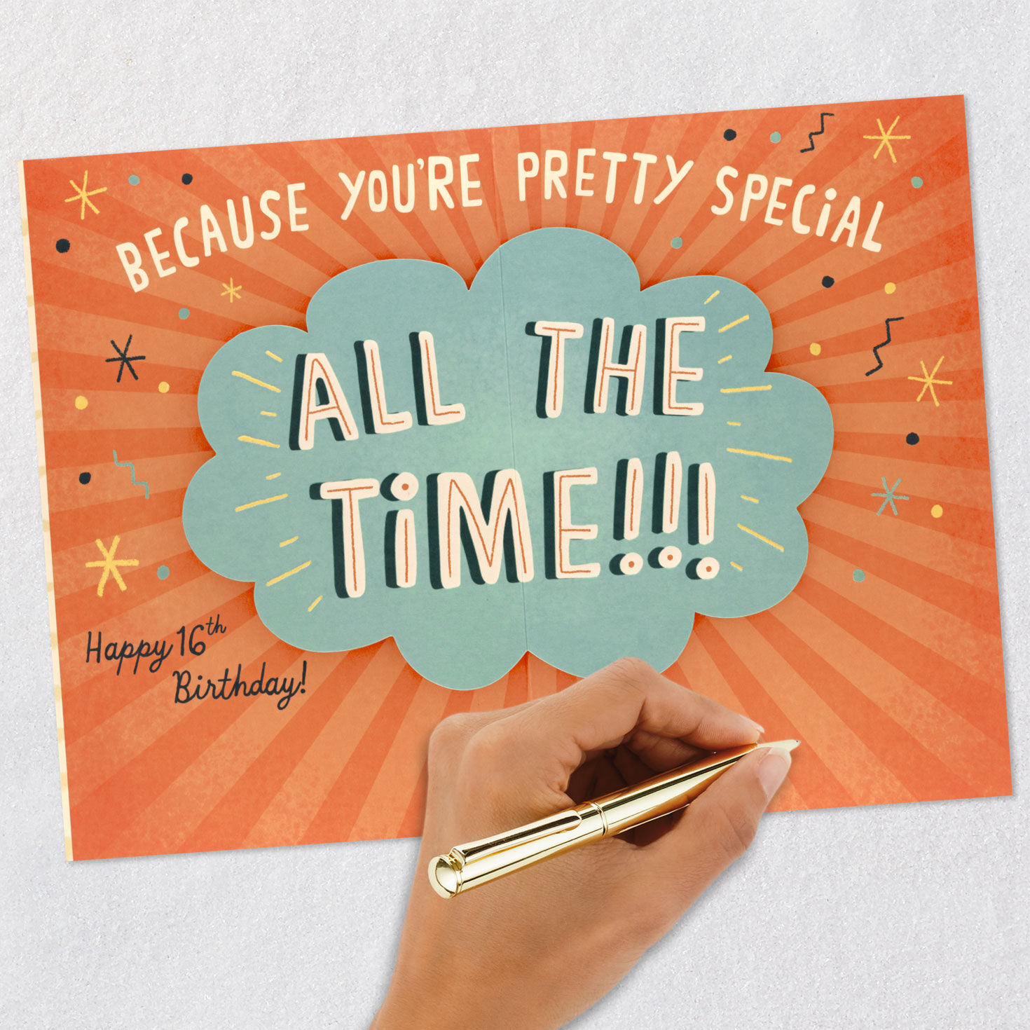 Stripe and Rays Sign 16th Birthday Card signing card image number 6