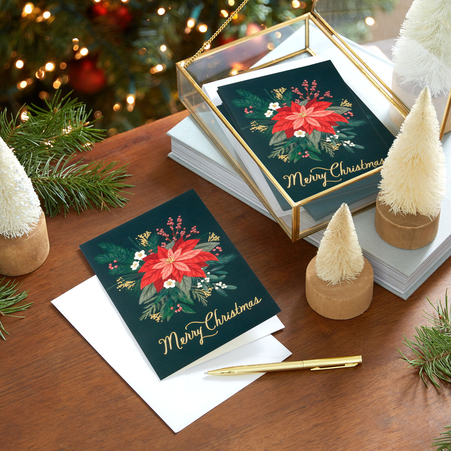 Elegant Poinsettia Boxed Christmas Cards, Pack of 16 for only USD 15.49 | Hallmark