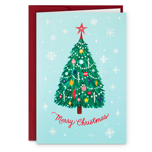 Distinctive Christmas Tree on Blue Boxed Christmas Video Greeting Cards, Pack of 10, 