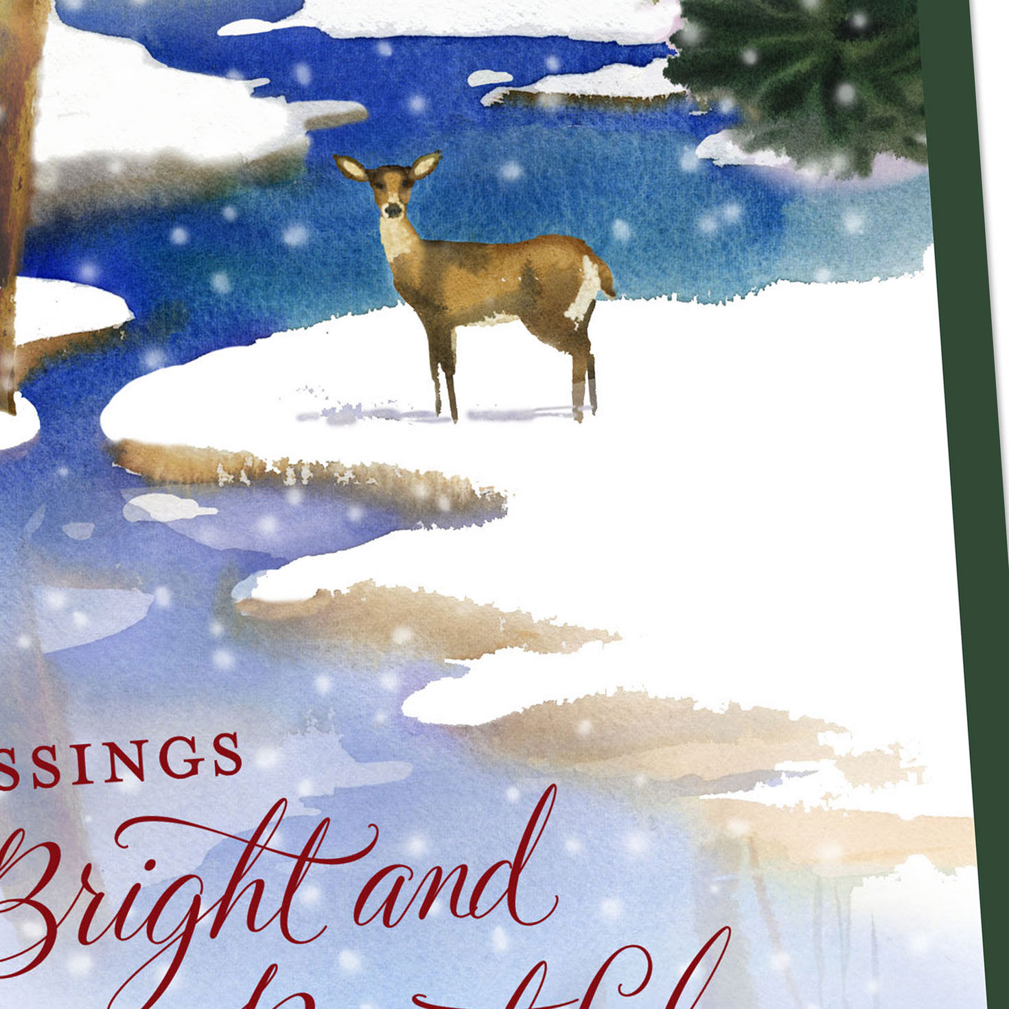 Winter Deer Watercolor Christmas Card Card Front Detail image number 4