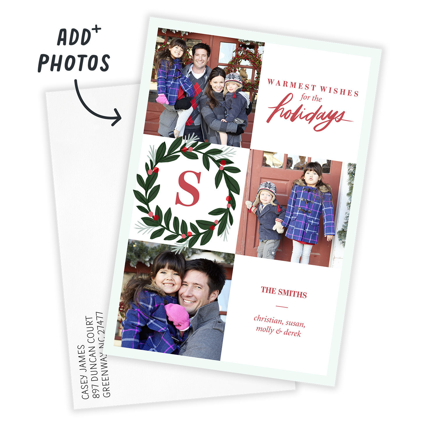 Warmest Wishes Flat Christmas Photo Card, , large image number 2