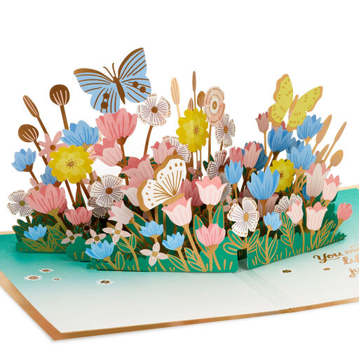 Thankful for You Butterflies and Flowers Pop-Up Card, 