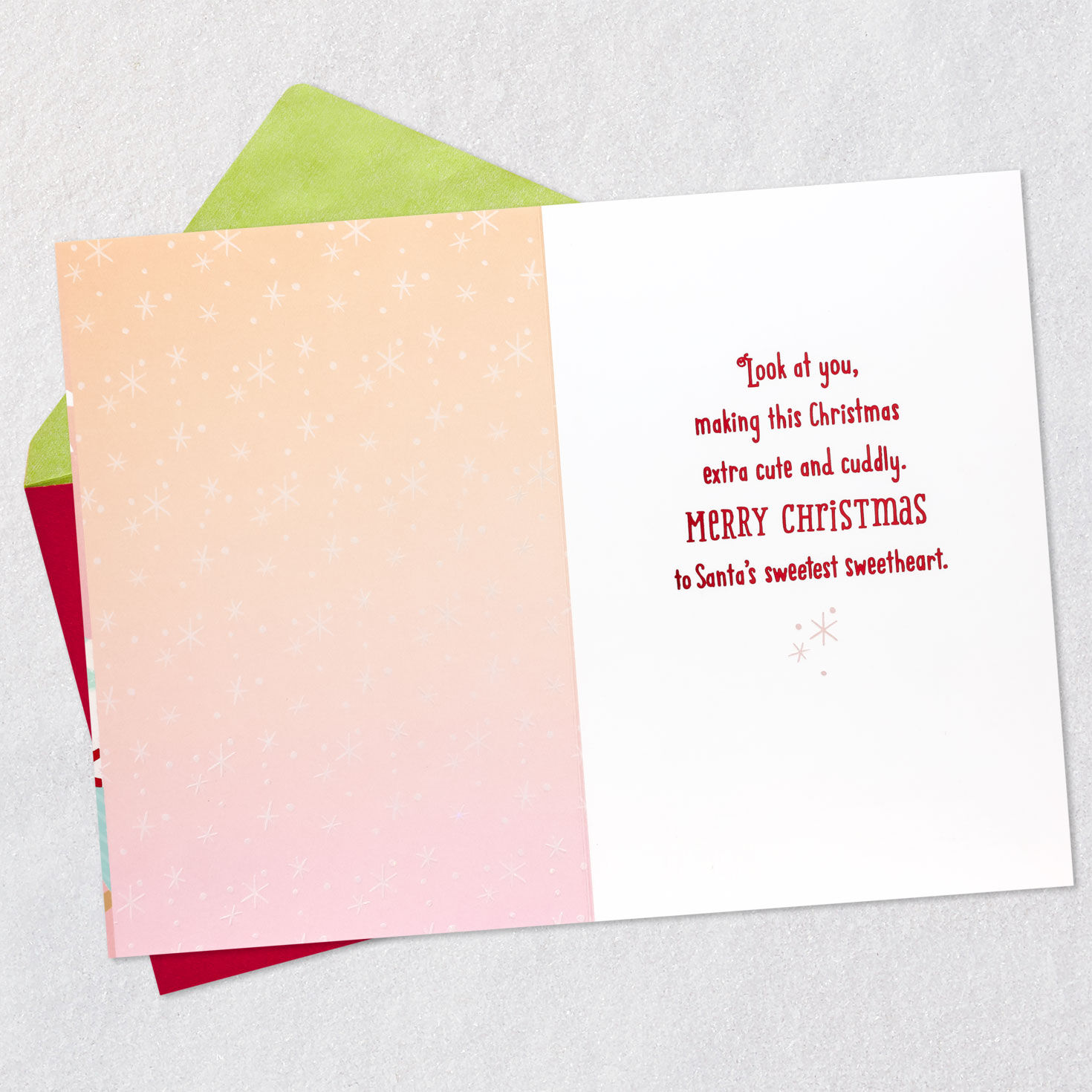 Santa with Orange Cat Granddaughter Christmas Card Open card with envelope image number 3