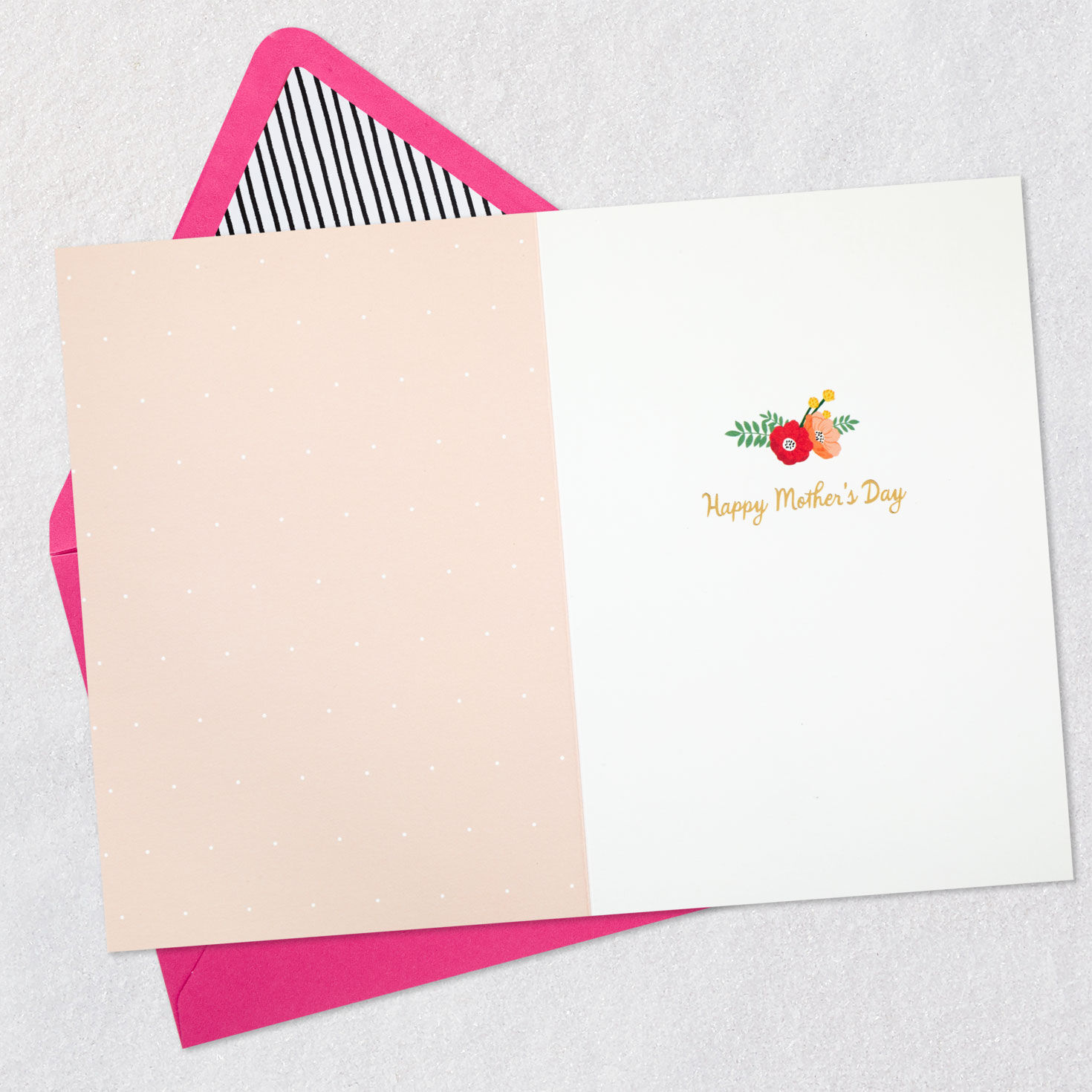 Woman Holding Flower Bouquet Mother's Day Card Open card with envelope image number 3