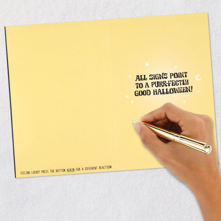 Cat in Witch's Hat Funny Halloween Card With Sound Signing card image number 7