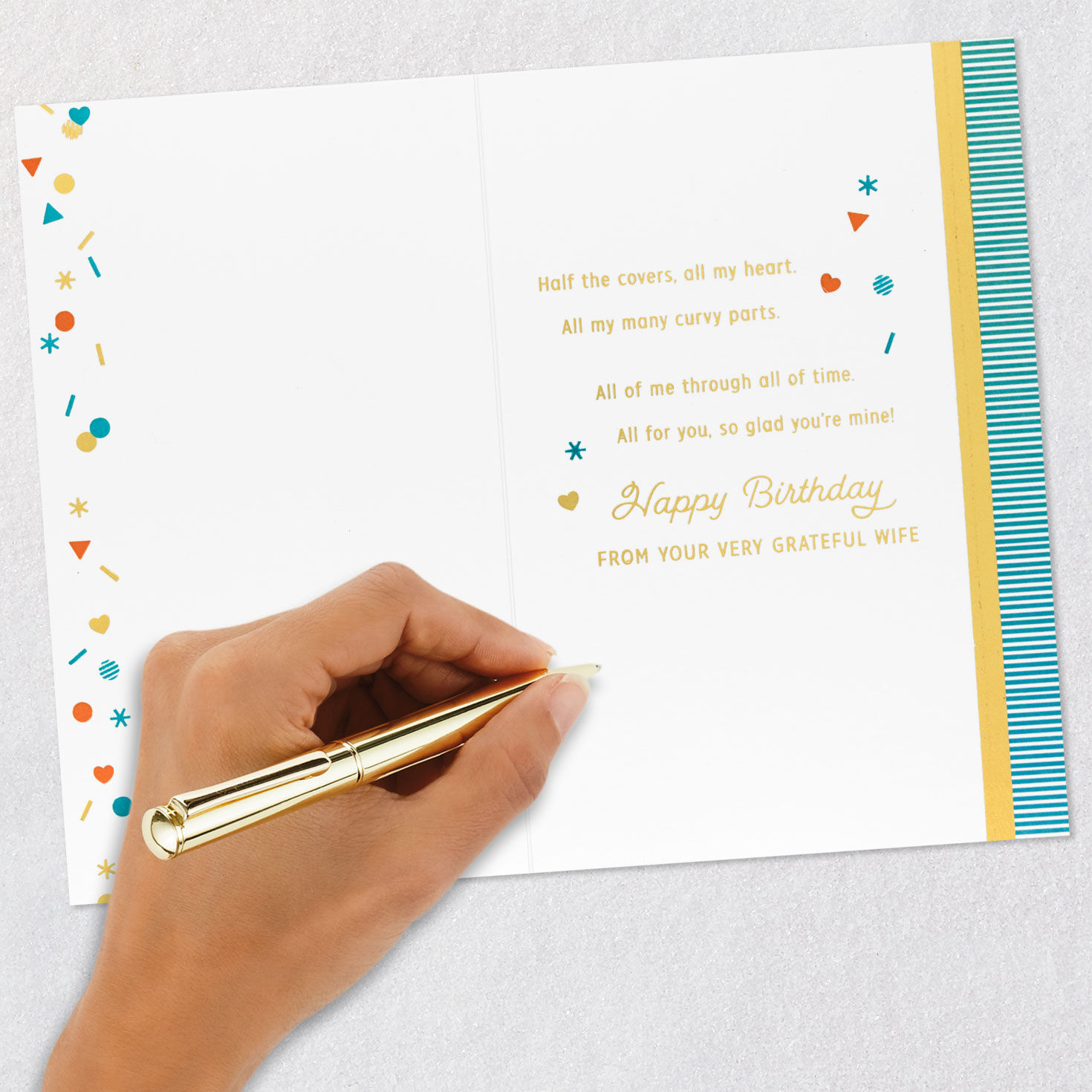 Upscale Confetti Birthday Card for Husband Signing card image number 6