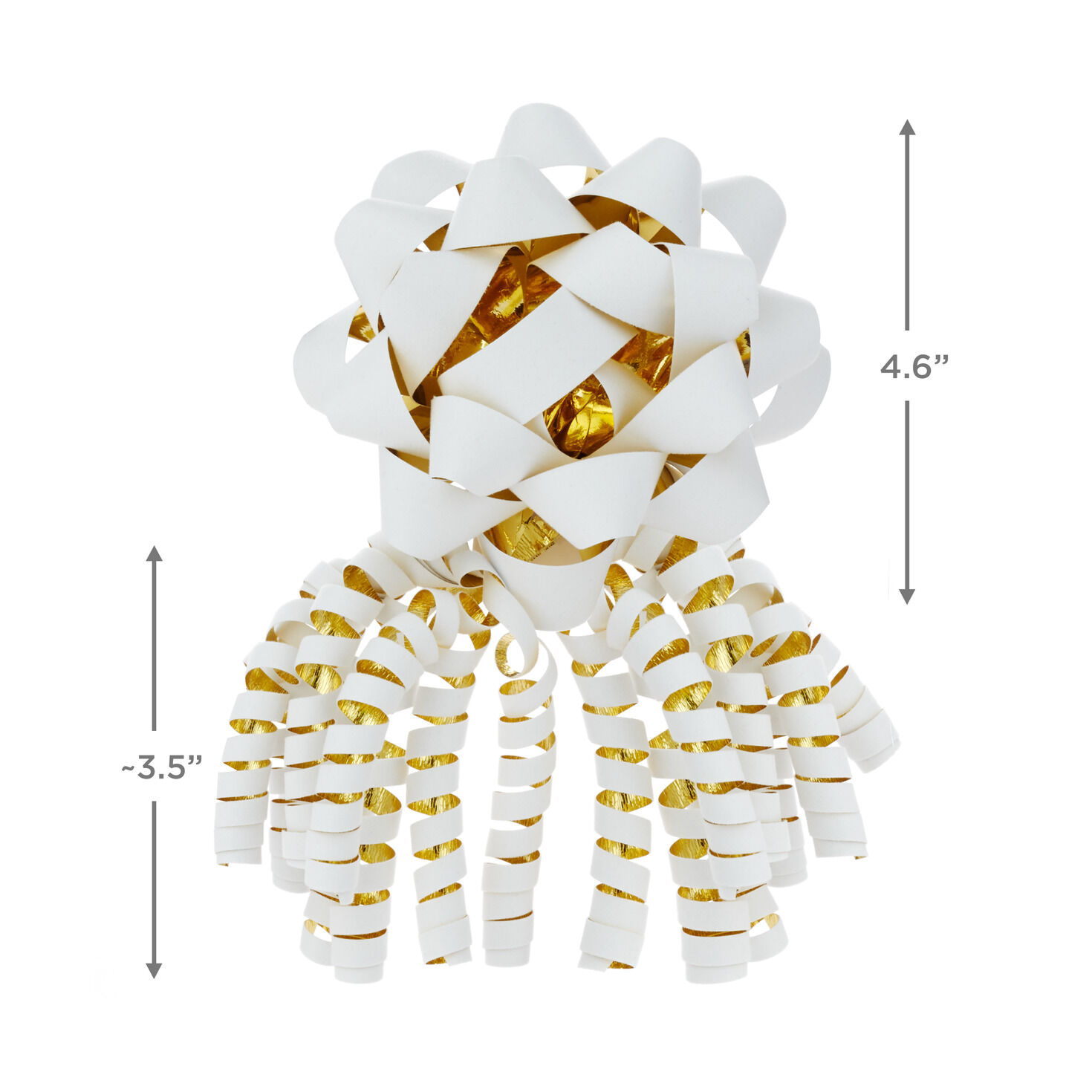 White and Gold Curly Ribbon and Star Gift Bow Set measurement image number 2