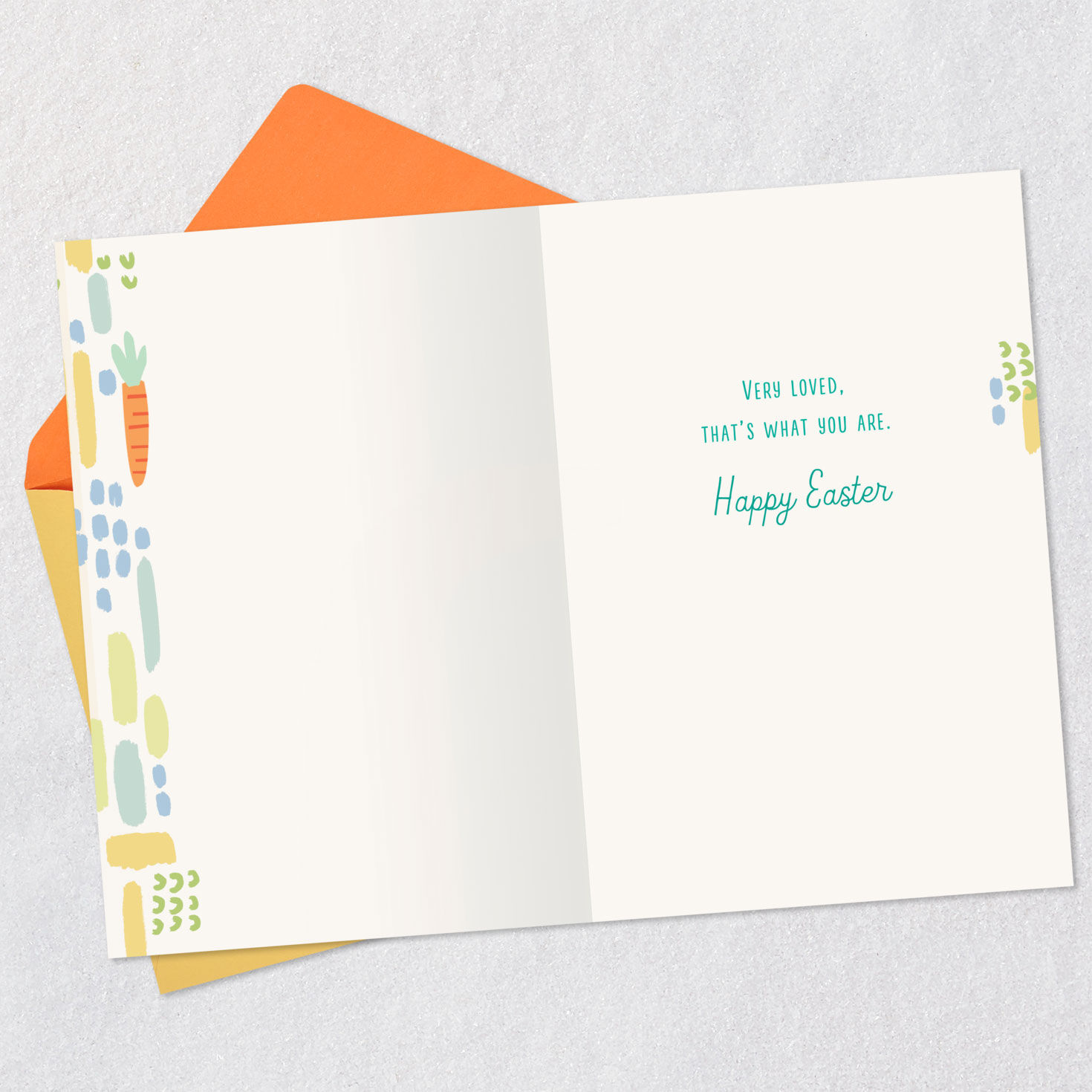 Abstract Eggs and Carrots Easter Card for Grandson Open card with envelope image number 3