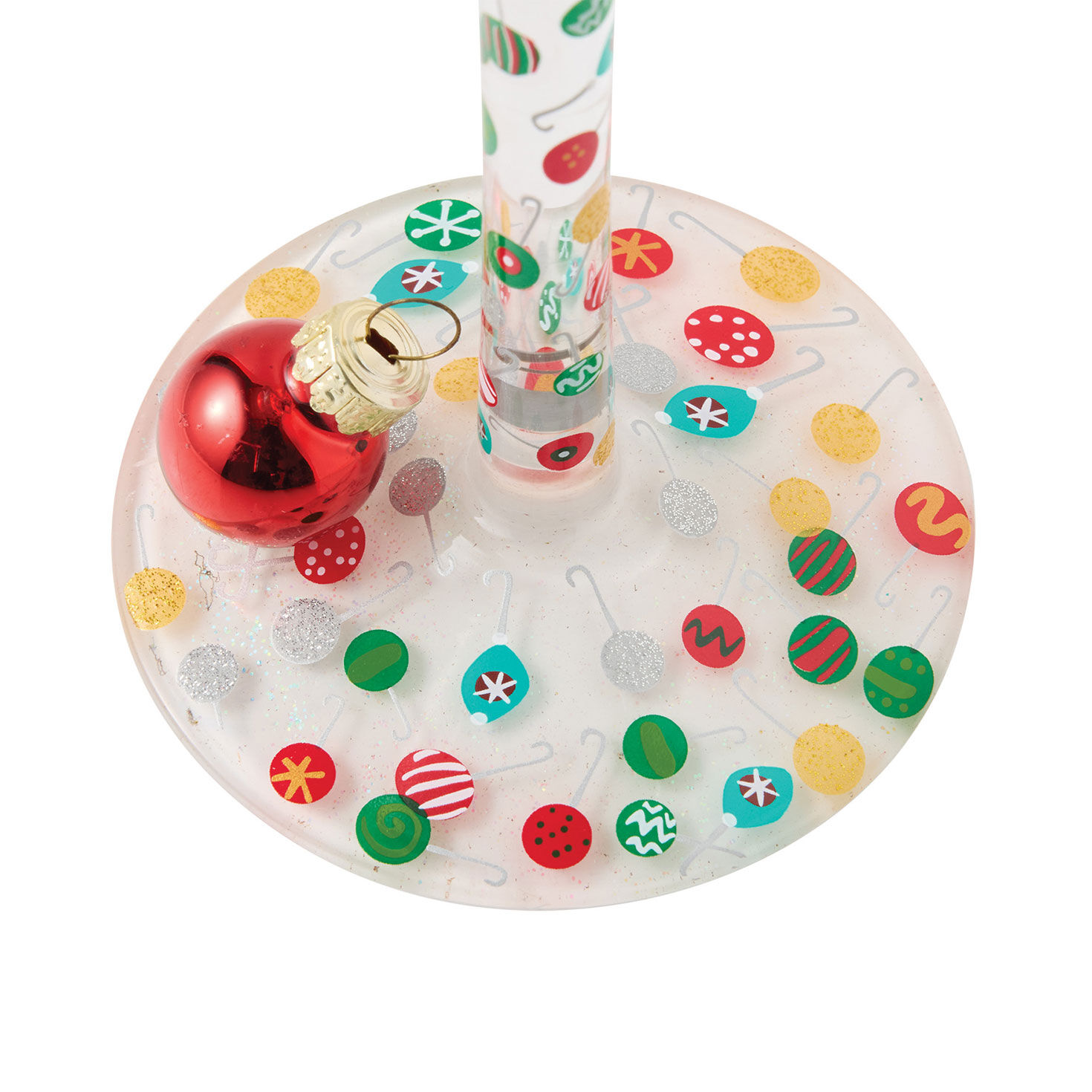 Colored Ball Ornaments Painted Christmas Wine Glass upclose view stem image number 6
