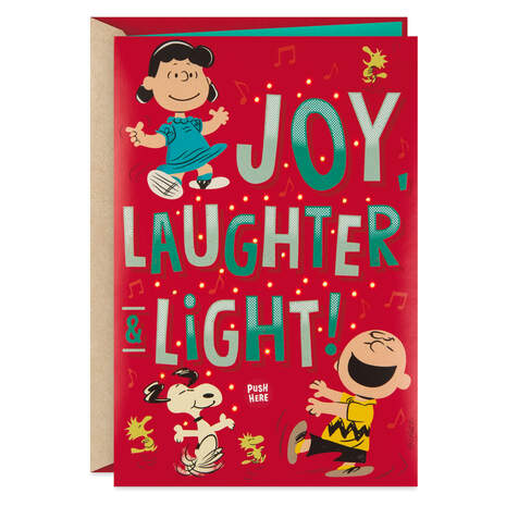 Peanuts® Gang Dancing Musical Christmas Card With Light, , large