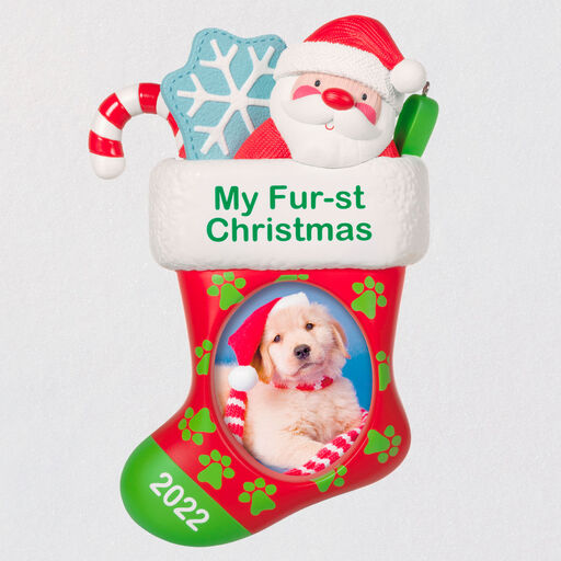 Pet's Fur-st Christmas Stocking 2022 Photo Frame Ornament, 