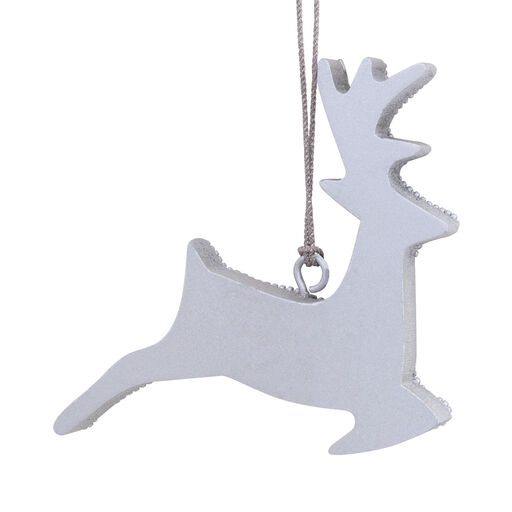 Silver Beaded Reindeer Wood Hallmark Ornament, 
