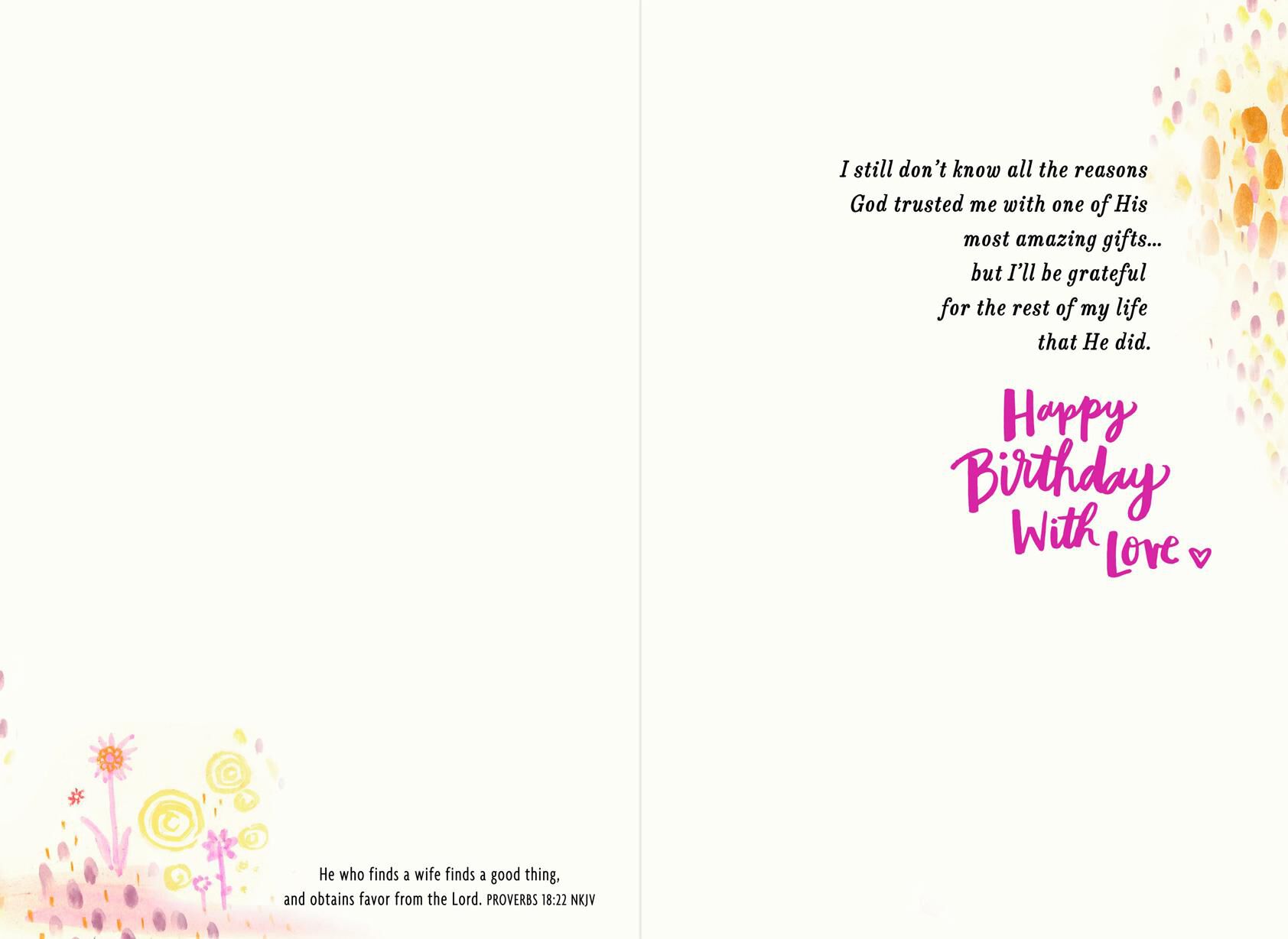 Grateful Husband Religious Birthday Card for Wife