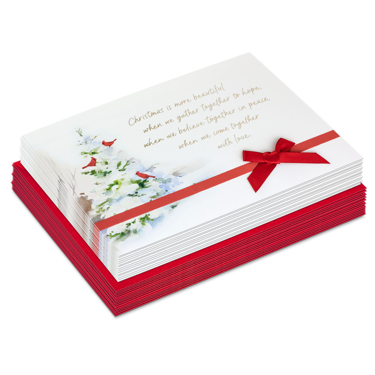 Cardinals in Snow Boxed Christmas Cards front stacked image number 2