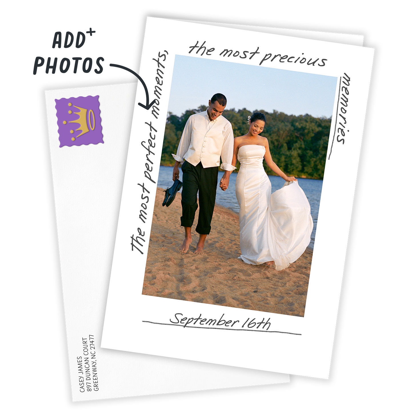 White Frame With Captions Personalized Card Card Front with Envelope image number 2