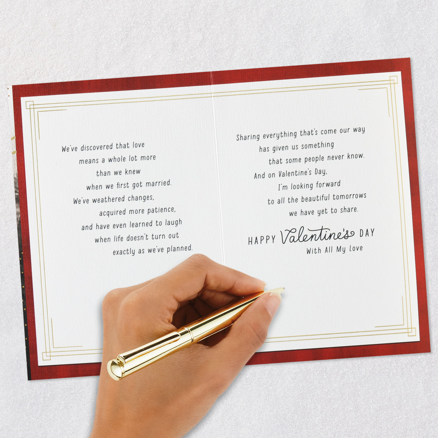 Older Couple Holding Hands Husband Valentine's Card signing card image number 7